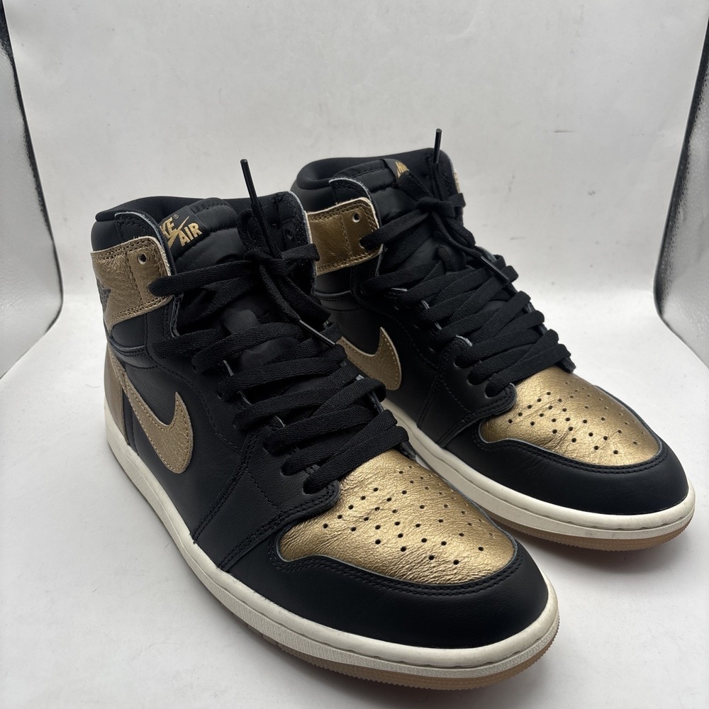Nike Air Jordan 1 Retro OG High Black Gold US 10 EXCELLENT! crease protector - Picture 2 of 8